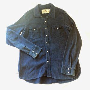 Mens Rogue Territory Vintage Style Blue Button Up, Size XL